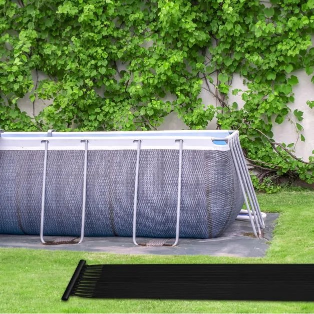 Conjunto de 2 Painéis Solares para Piscinas 5 x 0,75 m, Aquecimento Eficiente, Preto