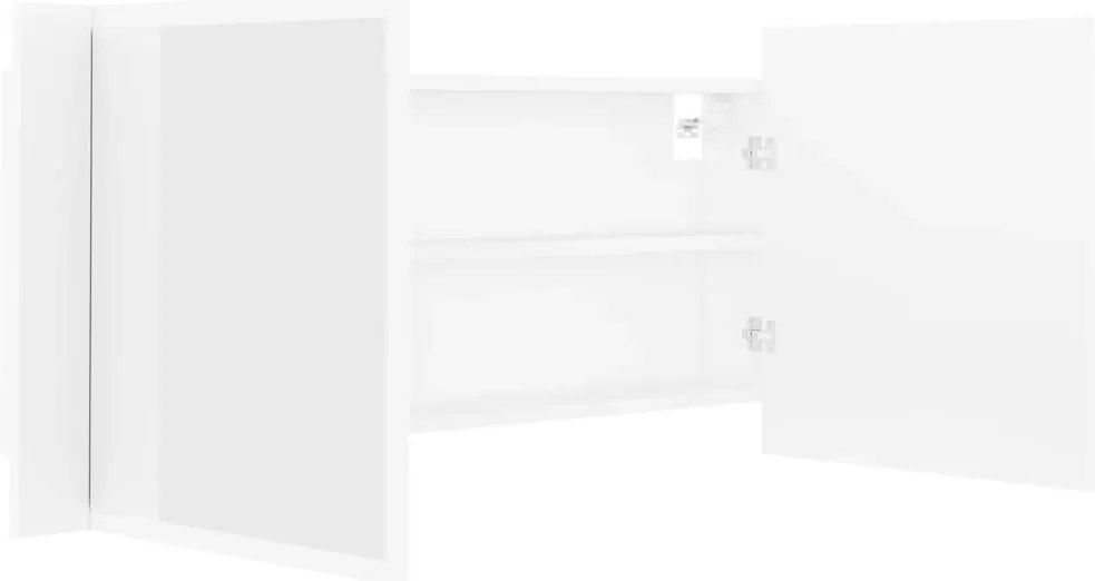 Armário espelhado casa de banho LED 100x12x45cm acrílico branco