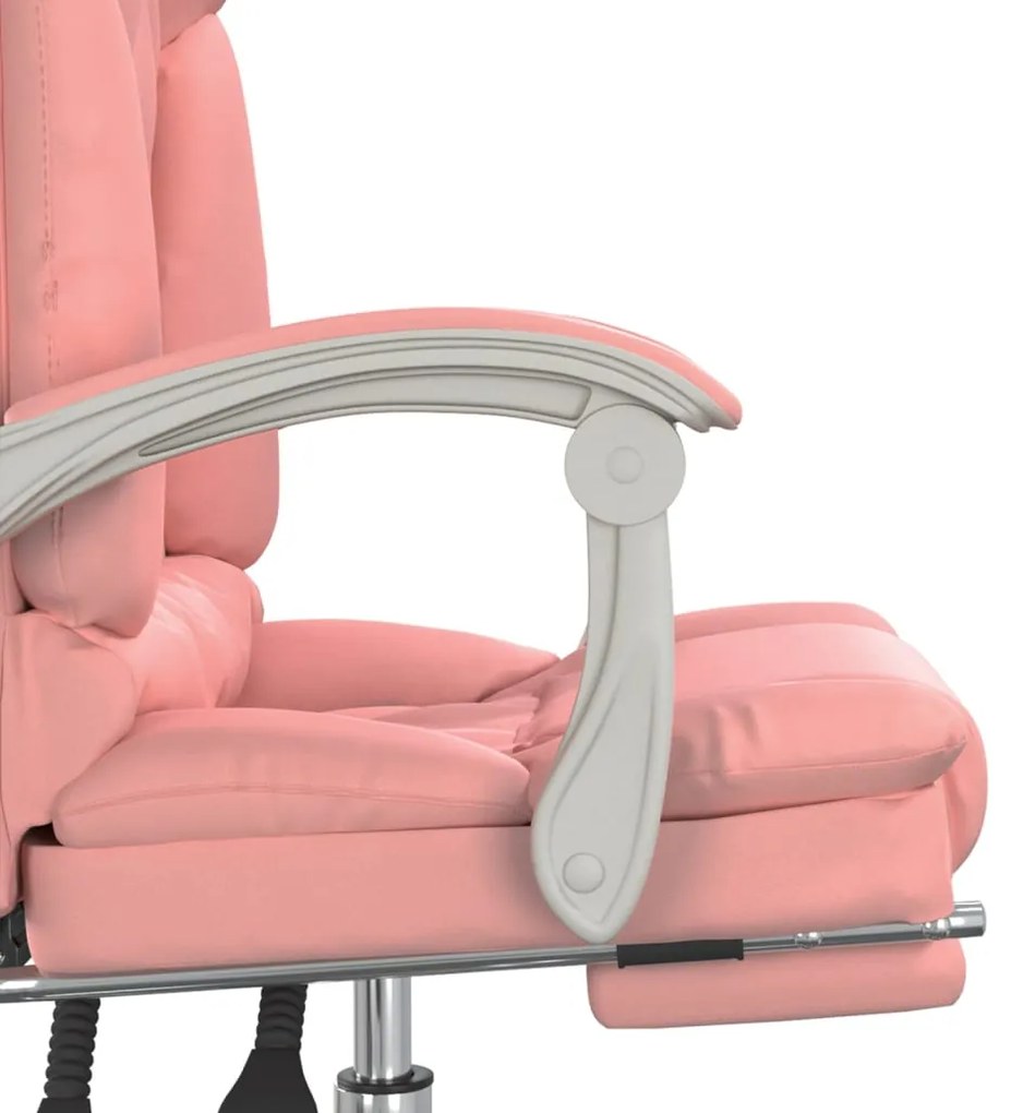 Cadeira escritório massagens reclinável couro artificial rosa