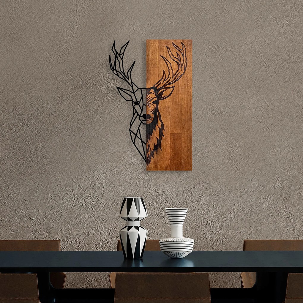 Acessório Decorativo de Parede Ma-393 – Nogueira e Preto – 33 x 58 cm