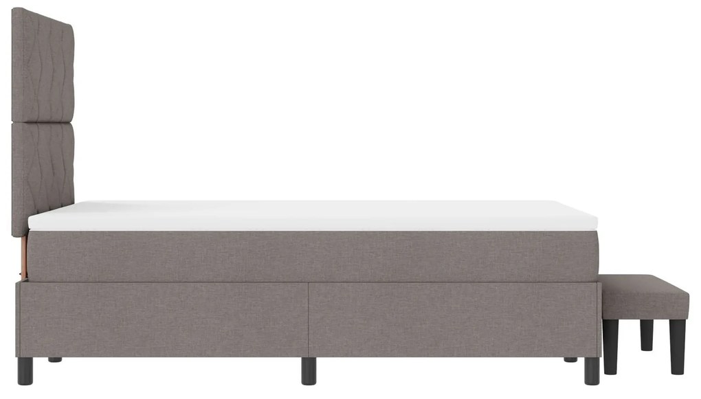 Cama Box Spring com colchão e banco taupe 120x190 cm Tecido