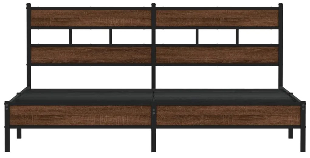 Estrutura cama sem colchão 200x200cm metal carvalho castanho