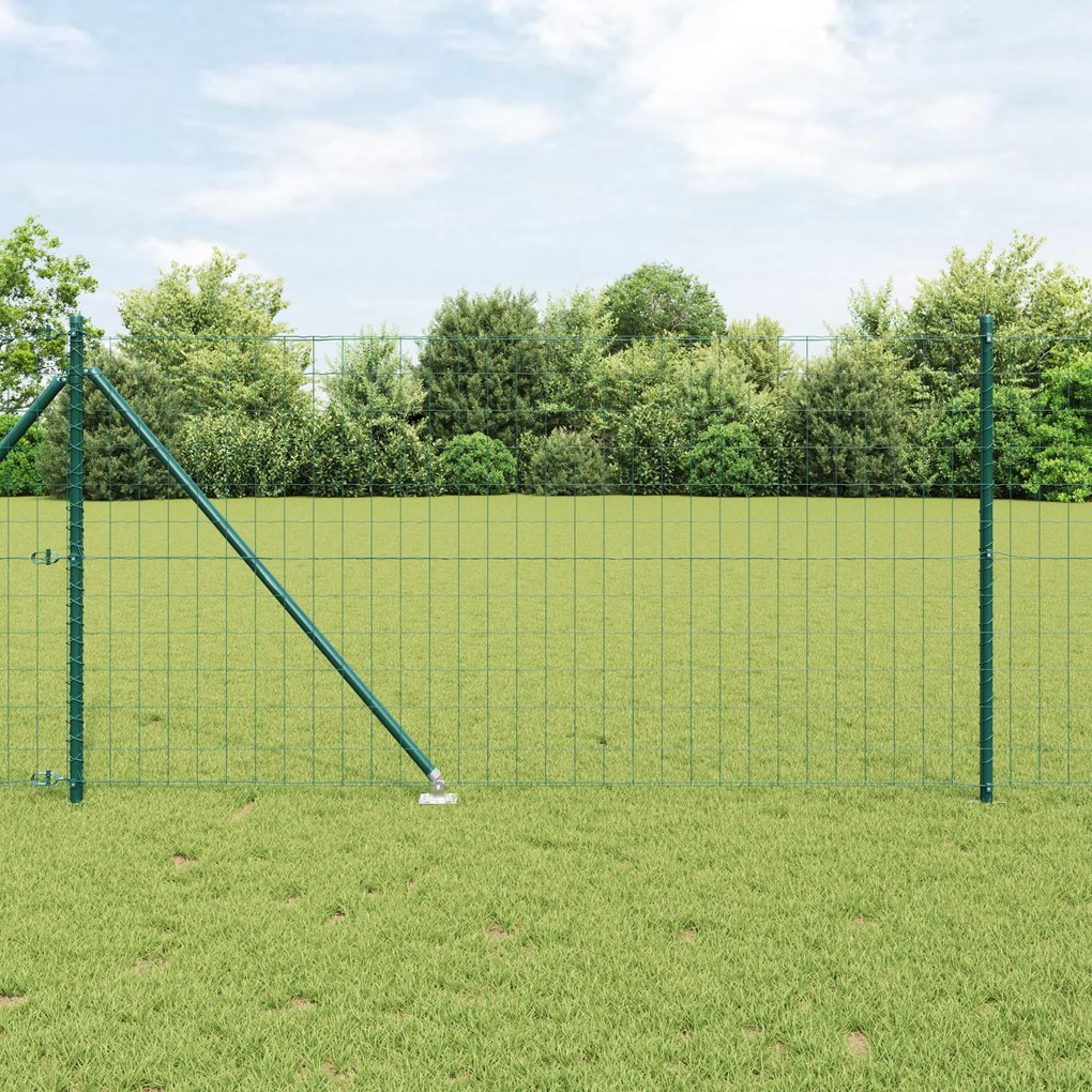 vidaXL Cerca Euro com 7 Postes de Espinho 1x10 m Aço Galvanizado Verde