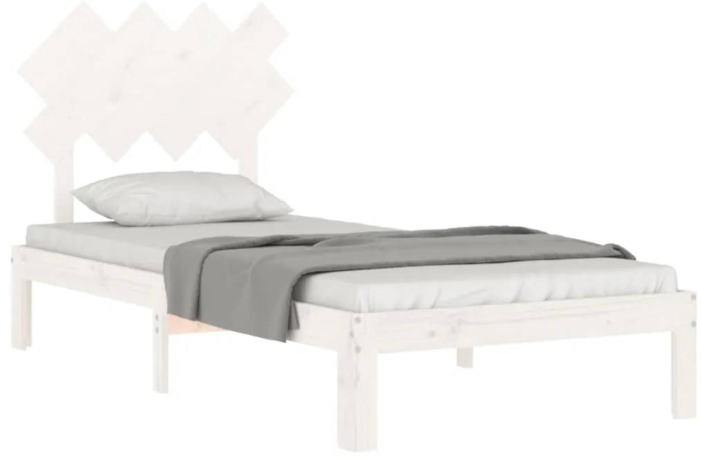 Cama sem colchão 90x200 cm madeira de pinho maciça branco