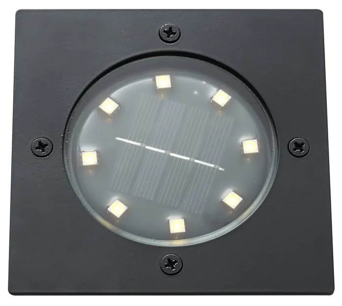 Conjunto de 6 projetores de chão pretos quadrados incluindo LED IP65 Solar - Terry Moderno
