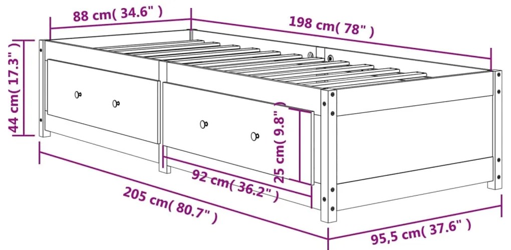 Sofá-cama sem colchão 90x200 cm pinho maciço castanho-mel