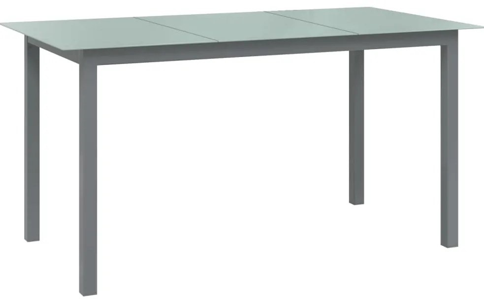 Mesa de jardim em alumínio e vidro 150x90x74 cm cinzento-claro