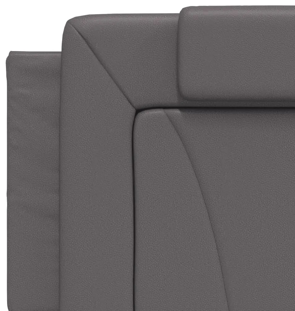 Estrutura cama c/ cabeceira couro artificial 160x200cm cinzento