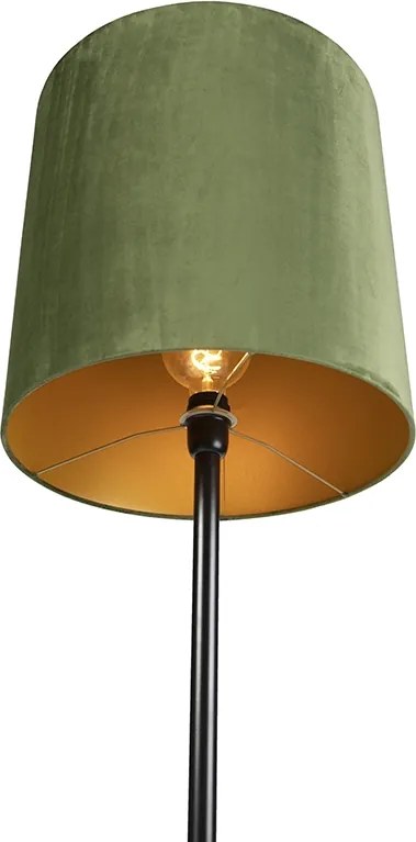 Candeeiro de pé Botânico Preto com Abajur Verde 40 cm - Simplo