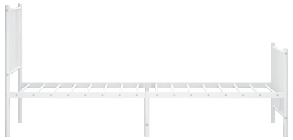 Estrutura de cama com cabeceira e pés 75x190 cm metal branco