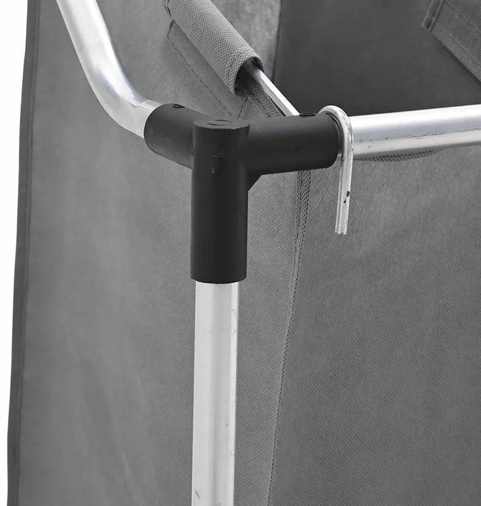 Cesto para roupa suja com rodas 4 compartimentos cinzento