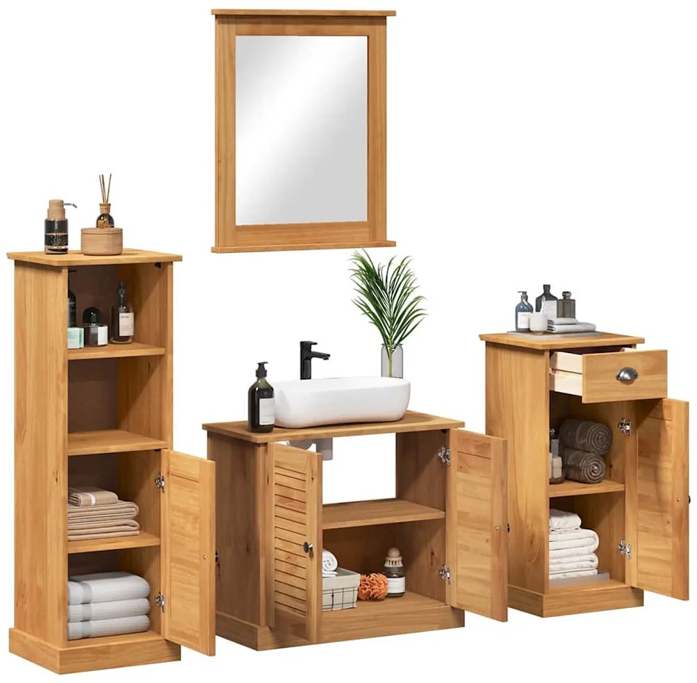 Conjunto de Móveis para Banheiro com gaveta 4 pcs castanho mel