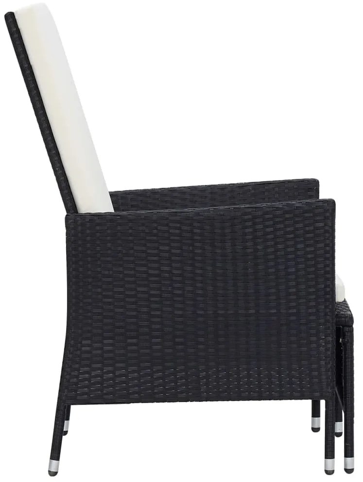 2 pcs conjunto lounge de jardim c/ almofadões vime PE preto
