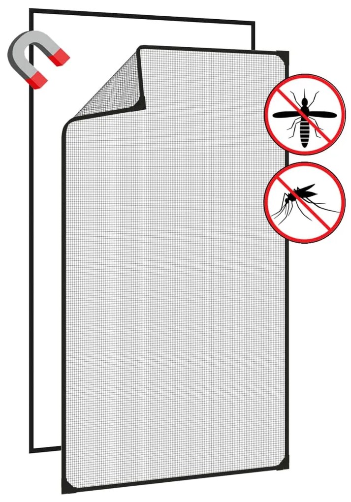 Tela anti-insetos magnética para janelas 80x140 cm antracite