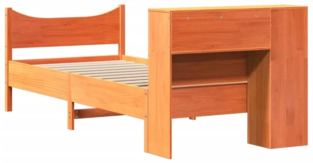 Cama sem colchão 75x190 cm madeira de pinho maciça castanho-mel