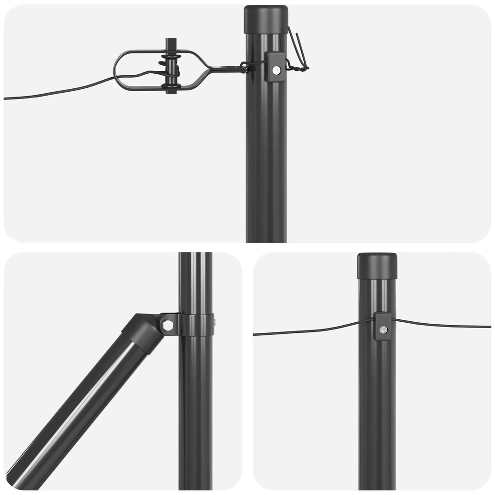 Postes de Cerca vidaXL com Ponta 26 pcs Ø32 mm 80 cm Aço Galvanizado