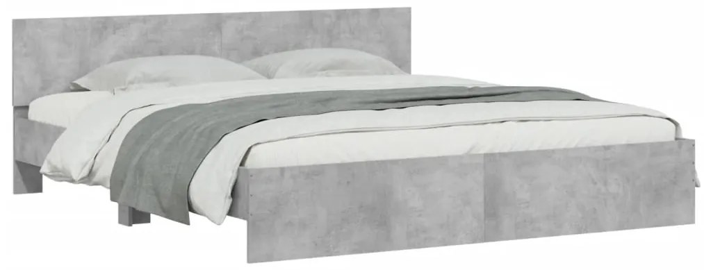 Estrutura de cama com cabeceira 160x200 cm cinzento cimento