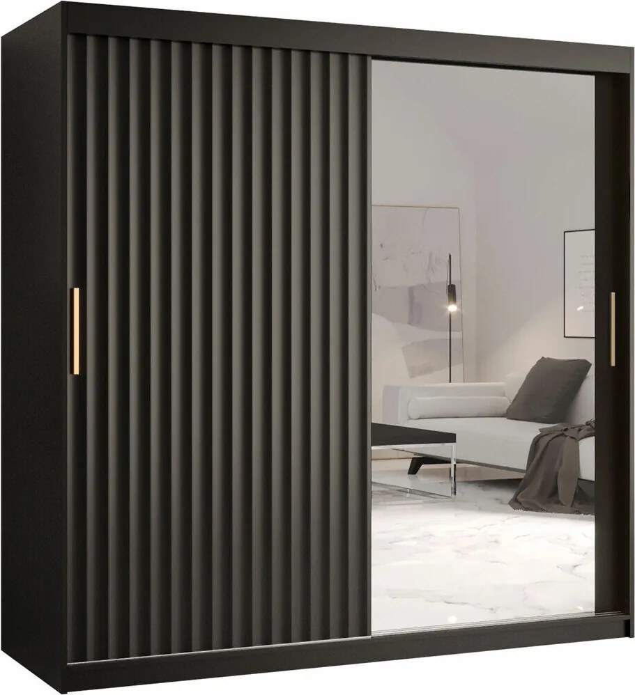 Roupeiro Hartford 338, Preto, 200x180x62cm, 149 kg, Portas para roupeiro: Deslizante, Número de prateleiras: 9, Número de prateleiras: 9