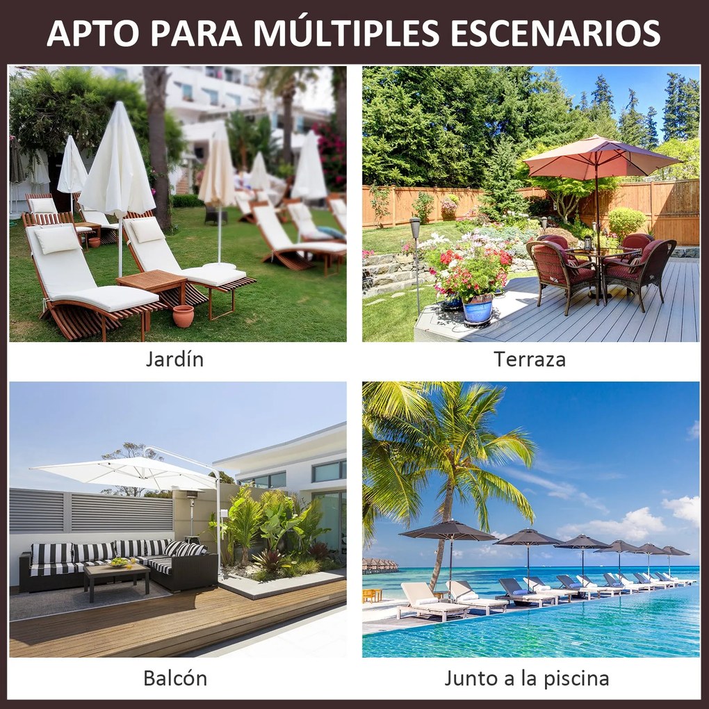 Chapéu de Sol de Jardim com Teto Duplo Sistema de Polia Toldo de Polié