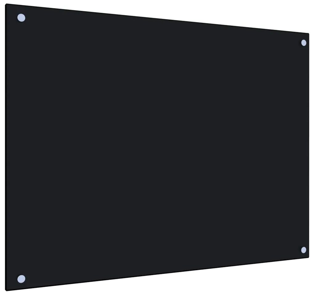 vidaXL Painel anti-salpicos de cozinha 80x60 cm vidro temperado preto