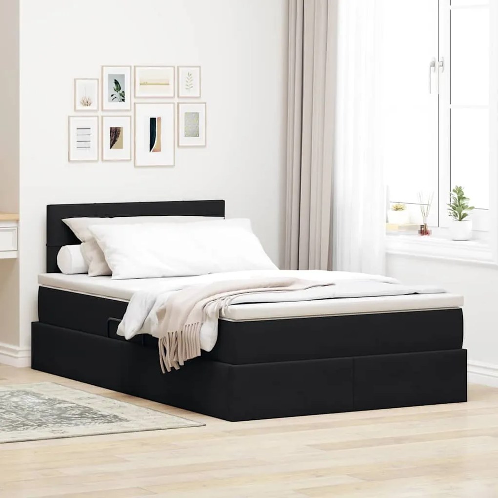 vidaXL Cama com Armazenamento com colchão Preto 120 x 190 cm Veludo