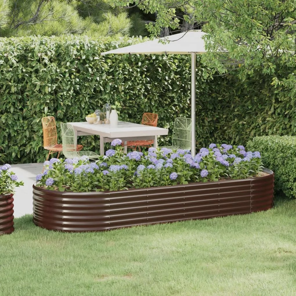 318995 vidaXL Canteiro elevado jardim 249x100x36 aço revestido a pó castanho