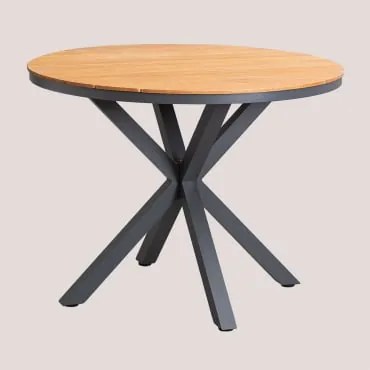 Round Garden Table In Eucalyptus Wood And Aluminum Archer Cinza Grafito & Ø100 Cm - Sklum