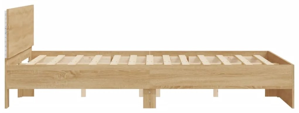 Estrutura cama c/ cabeceira/luzes LED 150x200cm carvalho sonoma