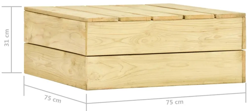 Mesa de jardim 75x75x31 cm madeira de pinho impregnada