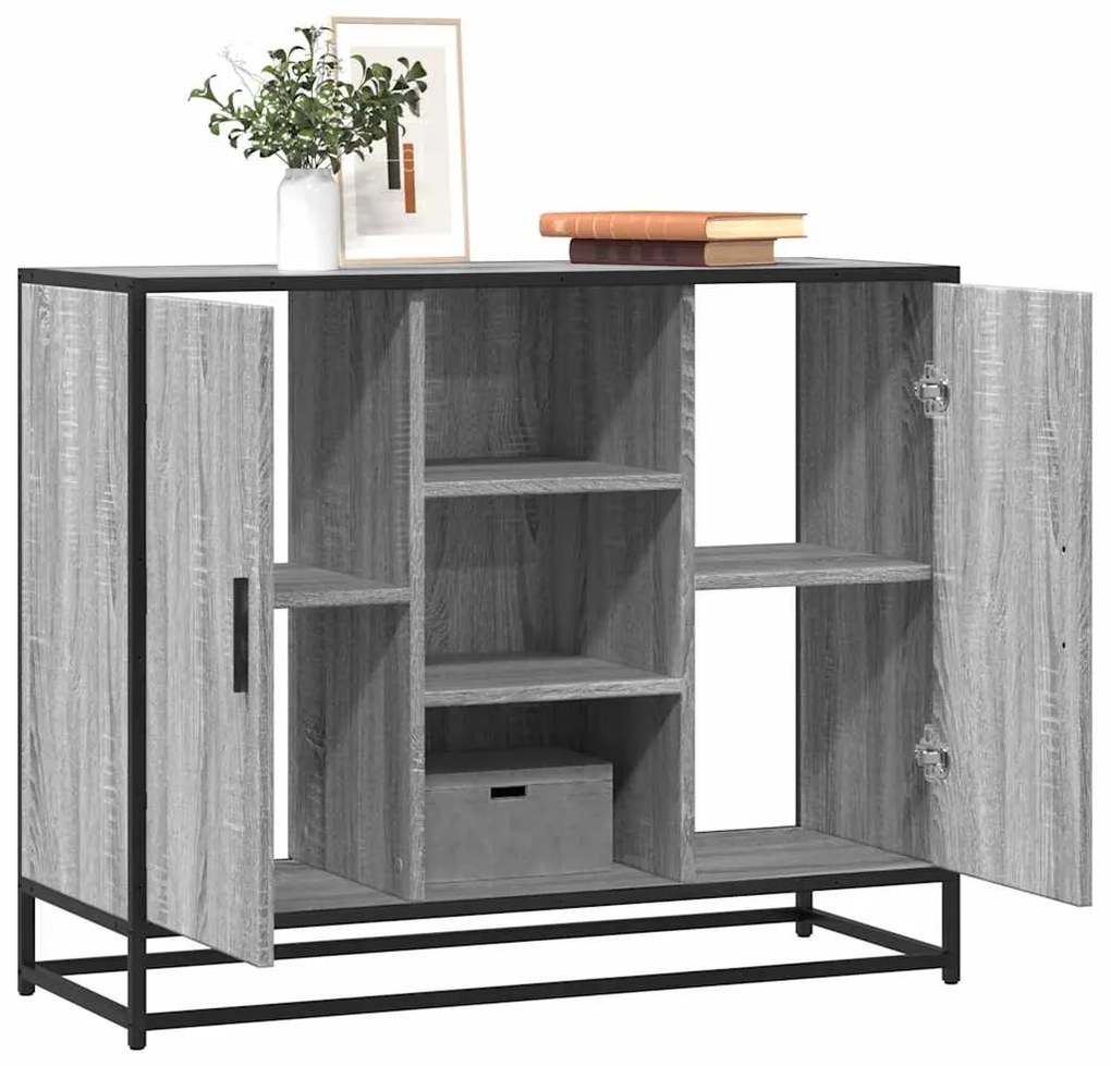 vidaXL Aparador 92x35x76 cm derivados de madeira cinzento sonoma