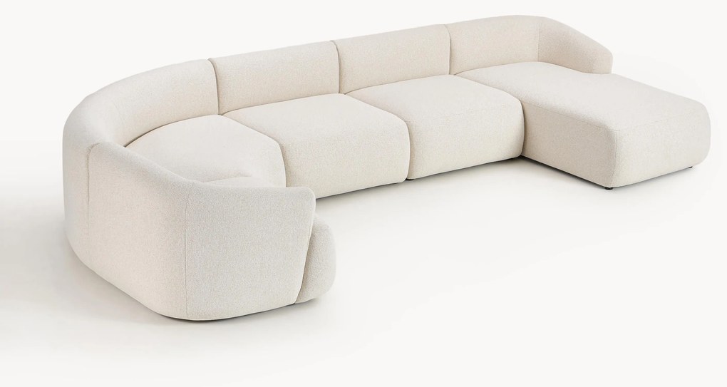 Sofá de canto comprido modular XL em bouclé Sofia