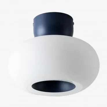 Plafon De Teto Led Em Vidro E Ferro Deruent Azul Lapislazuli - Sklum