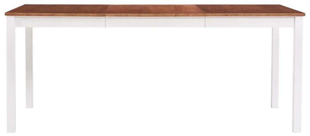 Mesa de jantar 180x90x73 cm madeira de pinho branco e castanho