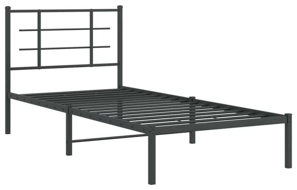 Estrutura de cama com cabeceira 90x190 cm metal preto