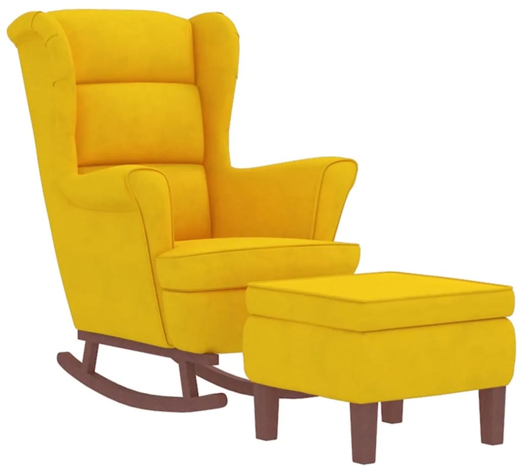 Cadeira de baloiço c/ pernas de metal e banco veludo amarelo