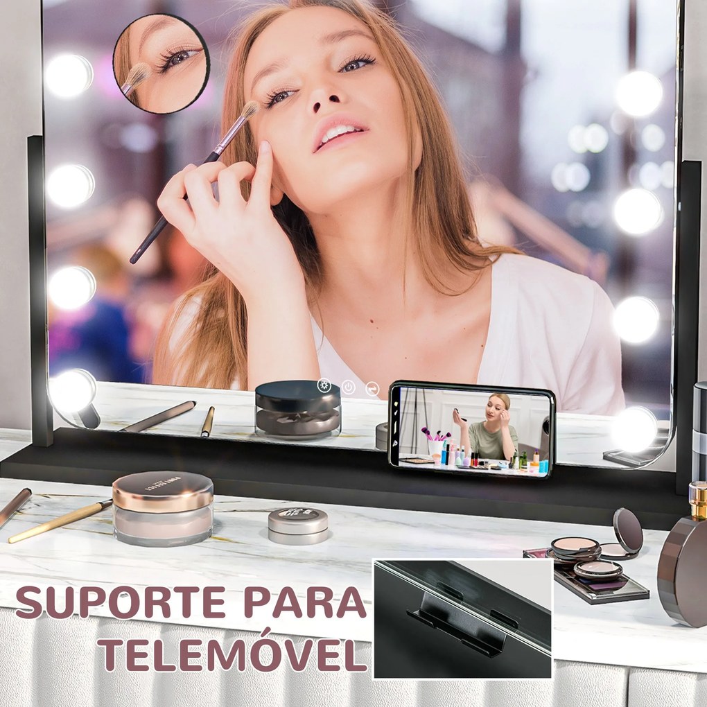 Espelho de Maquilhagem Estilo Hollywood com Luzes Espelho de Toucador