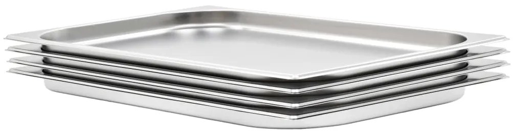 vidaXL Recipientes gastronorm 4 pcs GN 1/1 20 mm aço inoxidável