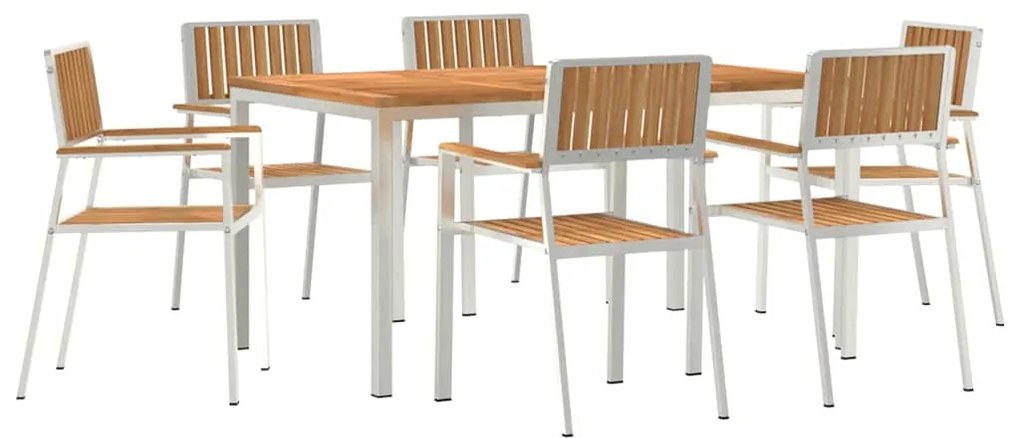 Conjunto de Jantar de Jardim vidaXL 7 Peças em Madeira de Teca Maciça