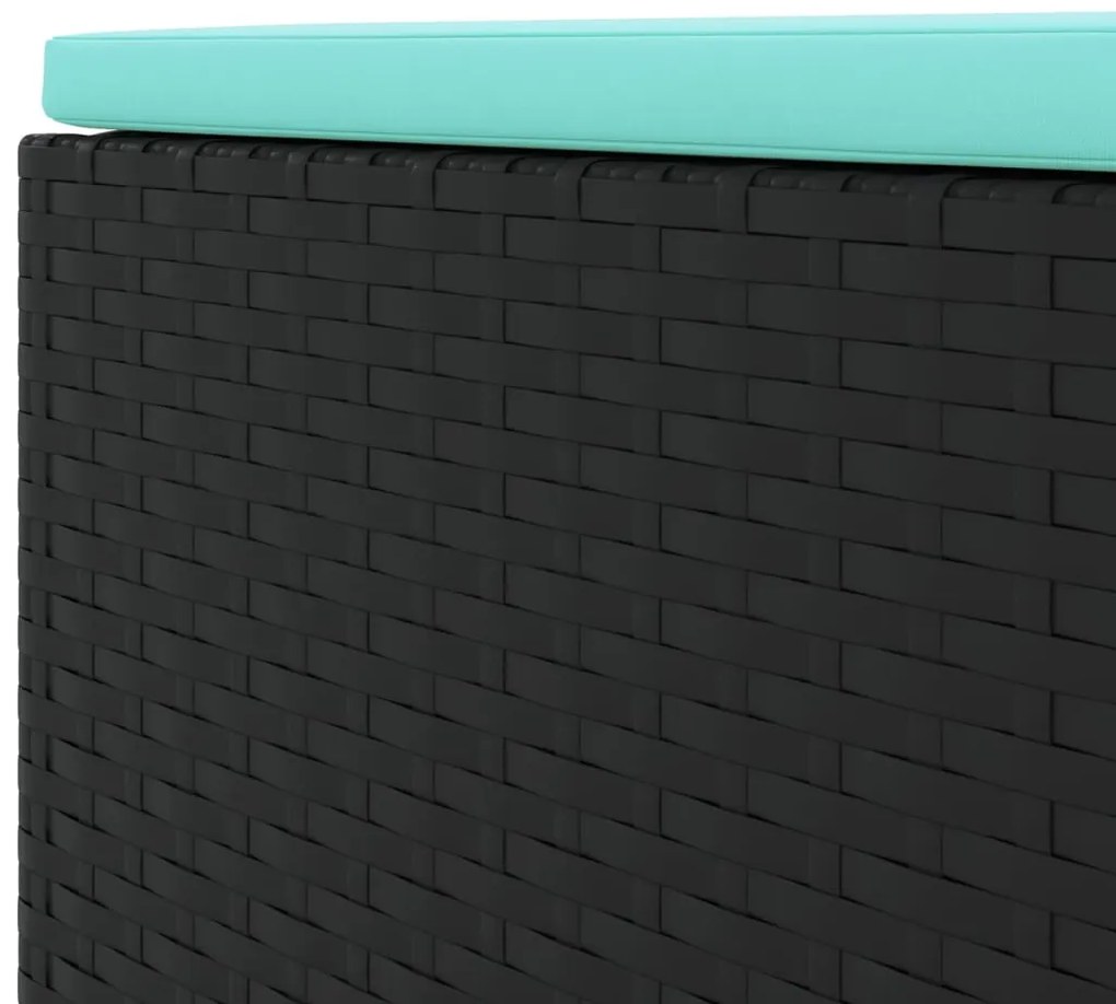 5 pcs conjunto lounge de jardim c/ almofadões vime PE preto
