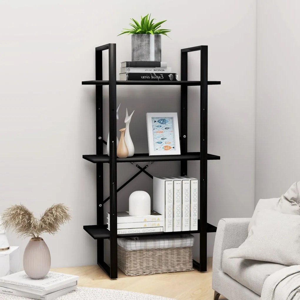 806508 vidaXL Unidade de prateleiras 60x30x105 cm contraplacado preto