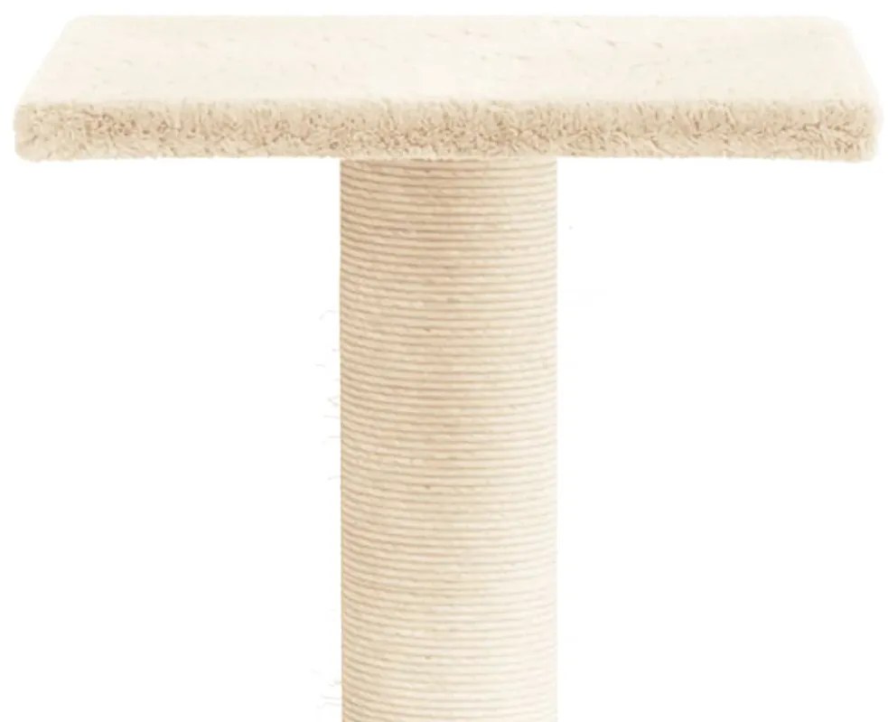 Poste arranhador para gatos com plataforma 38 cm cor creme