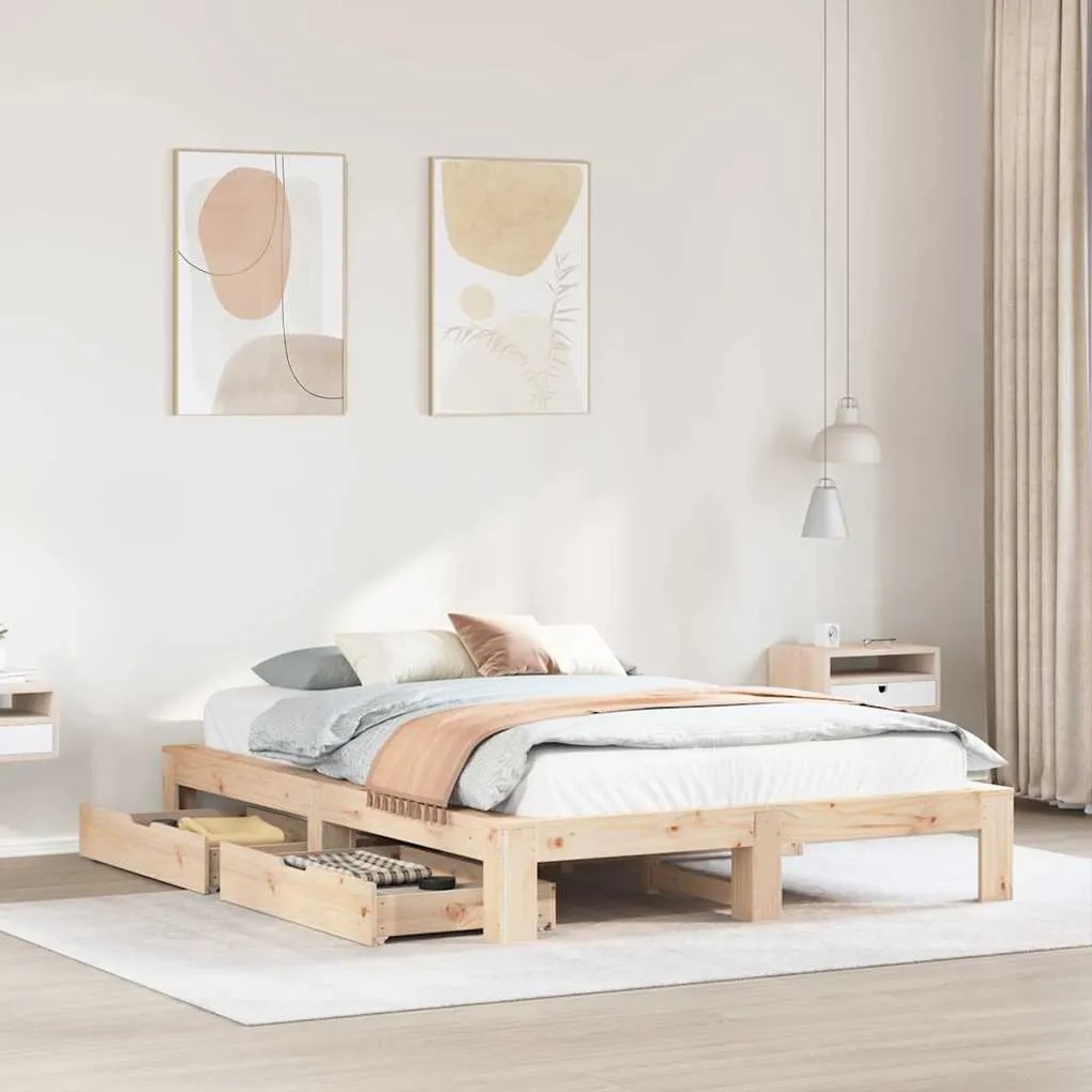 vidaXL Cama sem colchão 150x200 cm madeira de pinho maciça