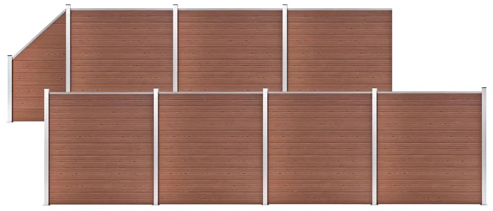 vidaXL Painel vedação WPC 7 quadrados+1 inclinado 1311x186cm castanho