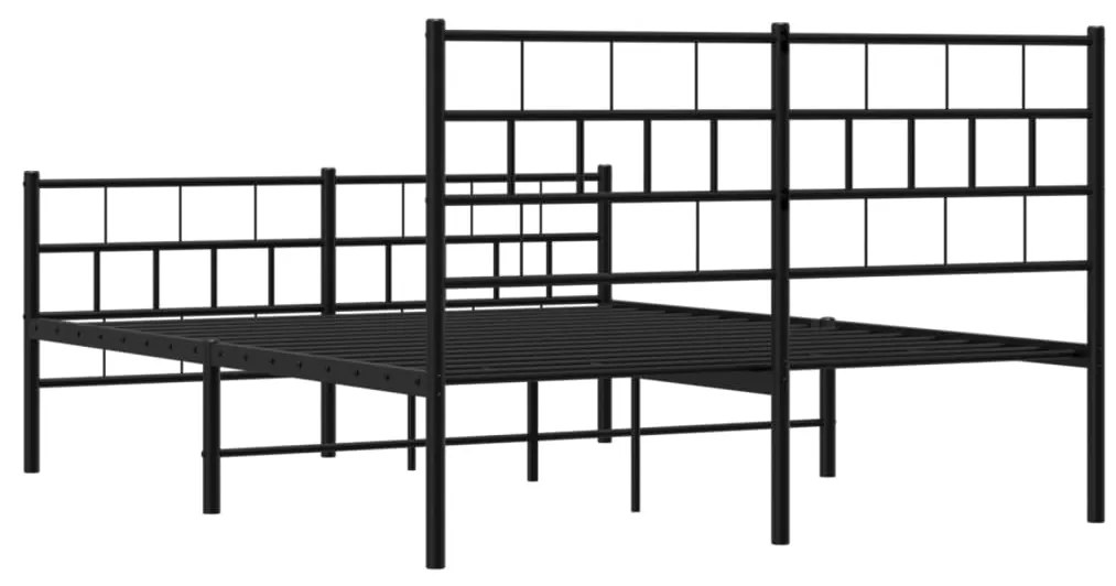 Estrutura de cama com cabeceira e pés 150x200 cm metal preto