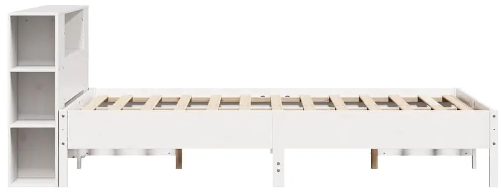 Cama com estante sem colchão 120x190 cm pinho maciço branco