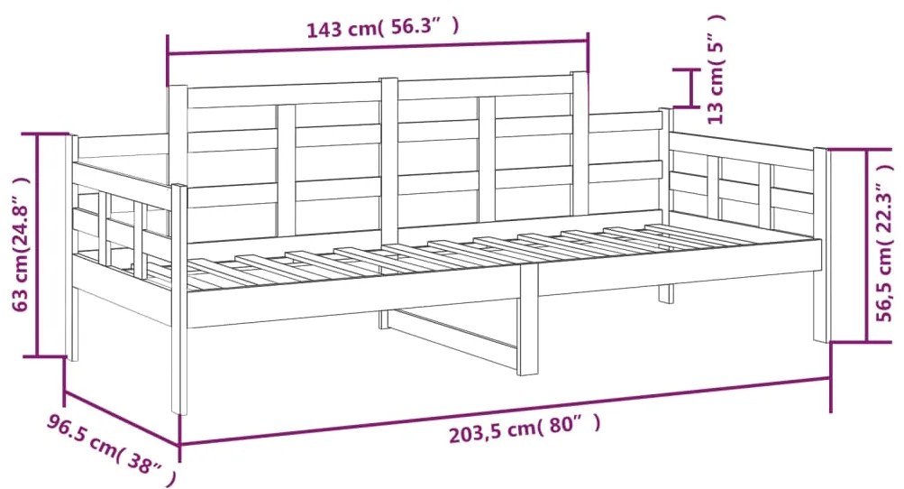 Sofá-cama 90 x 200 cm madeira de pinho maciça