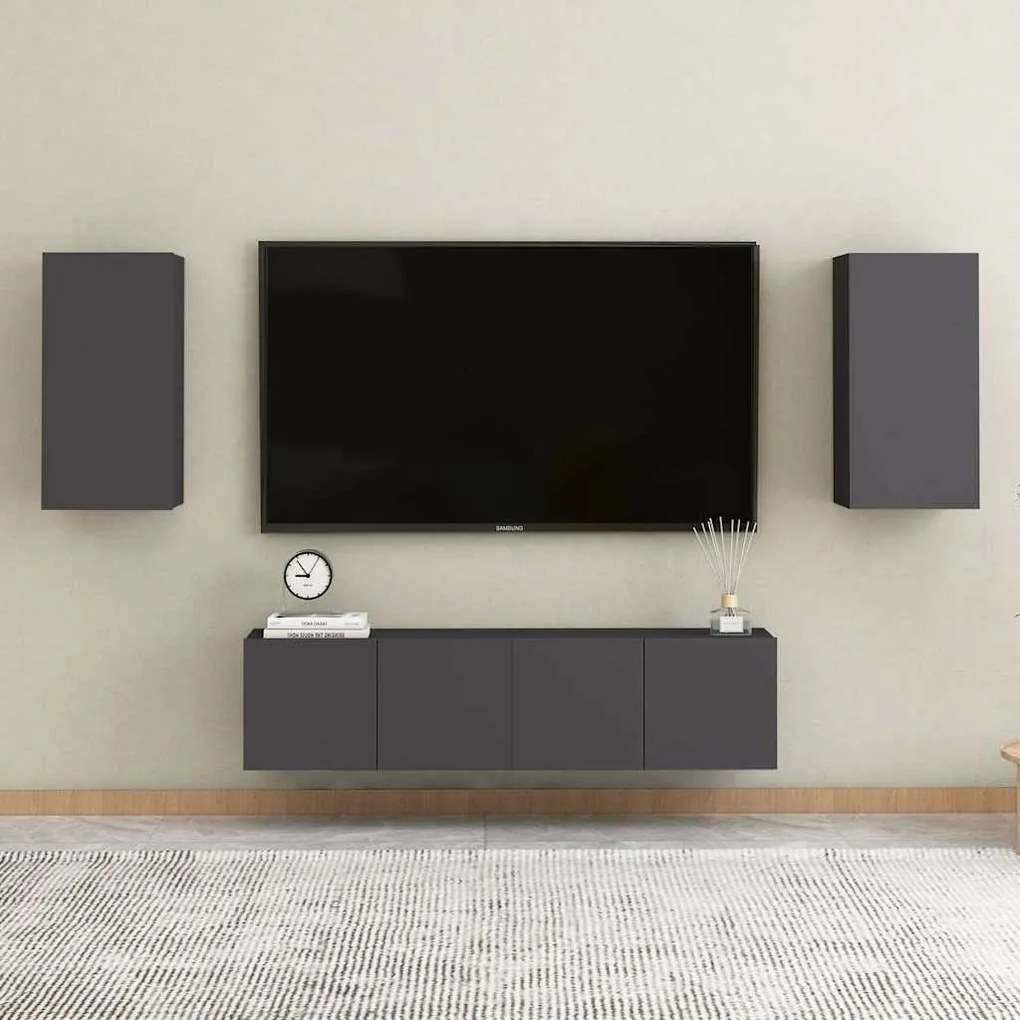 Móveis de TV 2 pcs 30,5x30x60 cm derivados de madeira cinzento