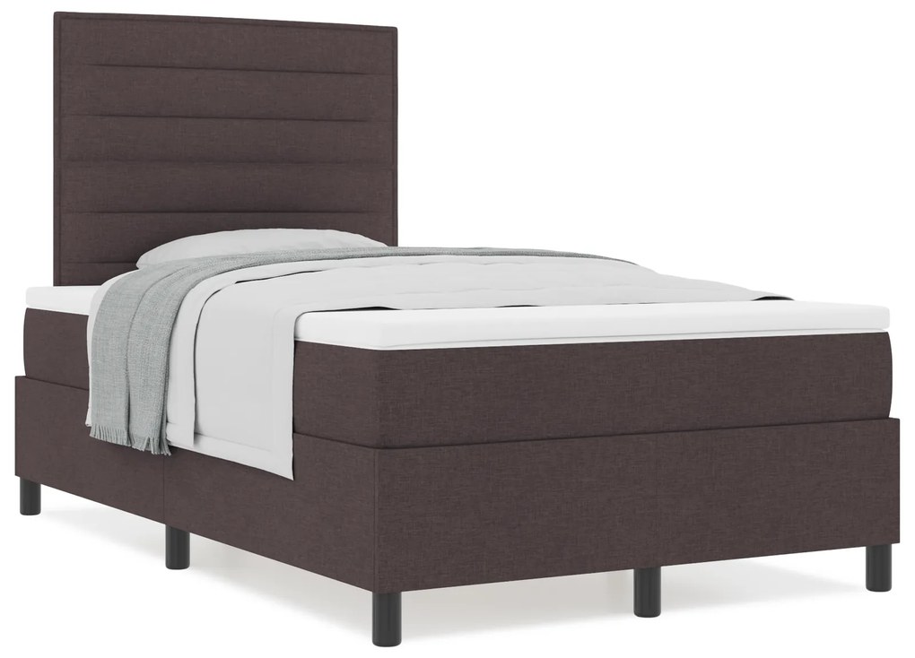 Cama Box Spring com Colchão Marrom Escuro 120x200 cm Tecido