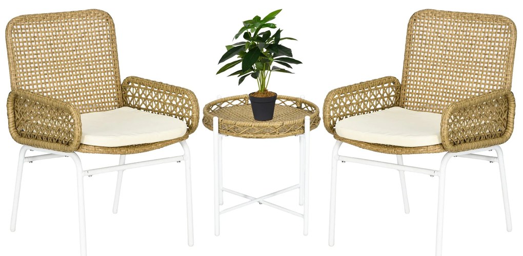 Conjunto Bistro de Mesa e Cadeiras para Exterior - 3 Peças