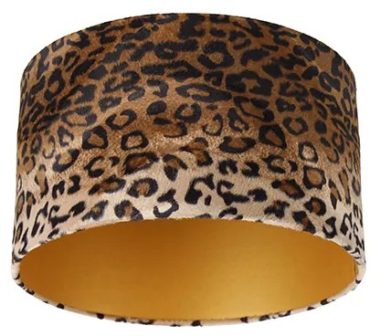 Abajur de veludo com estampa de leopardo 35/35/20 interior dourado Clássico / Antigo